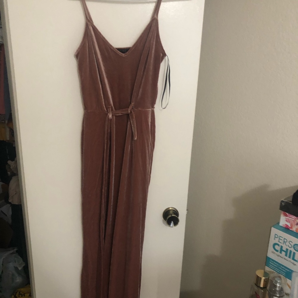 Mauve pink velvet jumpsuit
